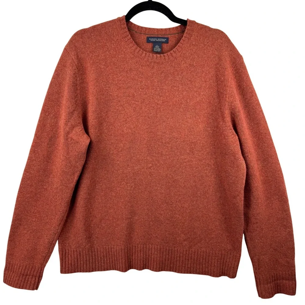 Banana Republic Sweater Mens Large‎ Burnt Orange Wool Cashmere Angora Luxury